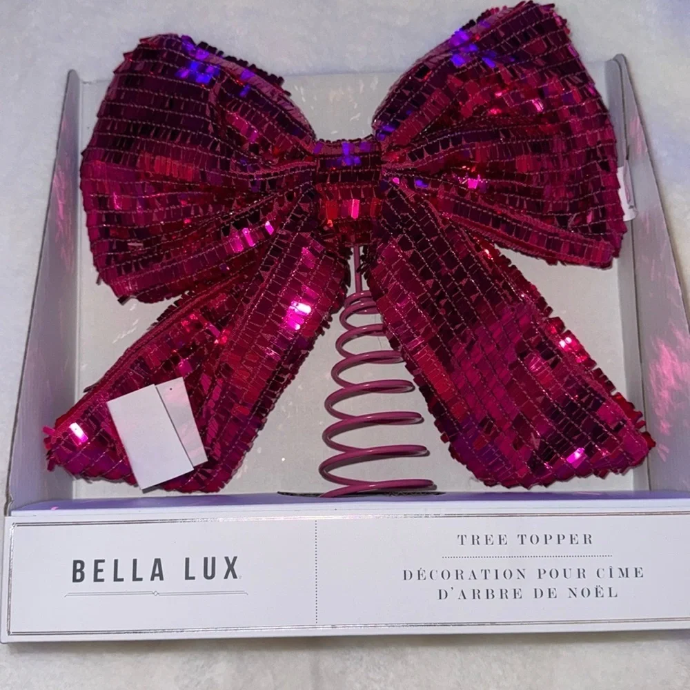 Bella Lux Bow Tree Topper PINK